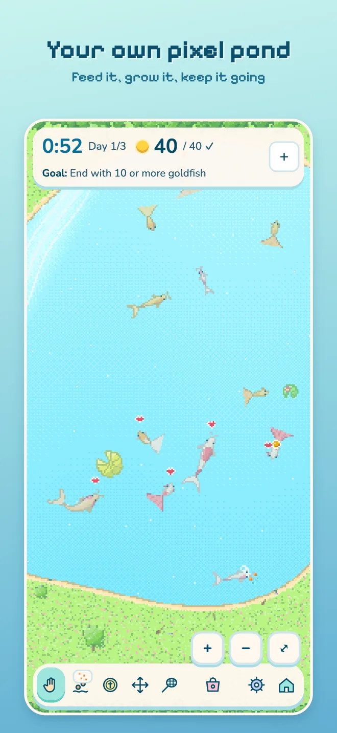 Your own pixel pond: koi and goldfish gathering at the food